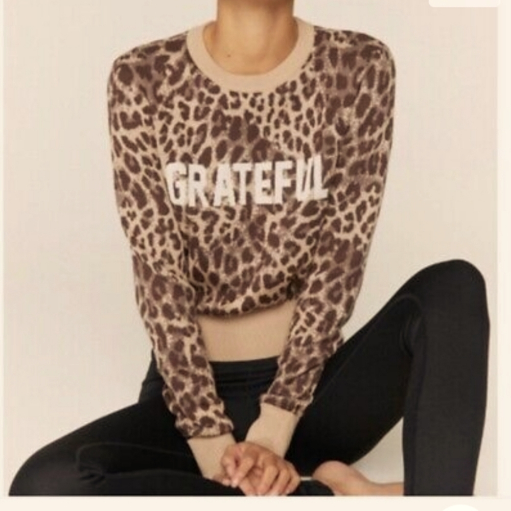 NWOT Spiritual Gangster Grateful leopard print sweatshirt XS